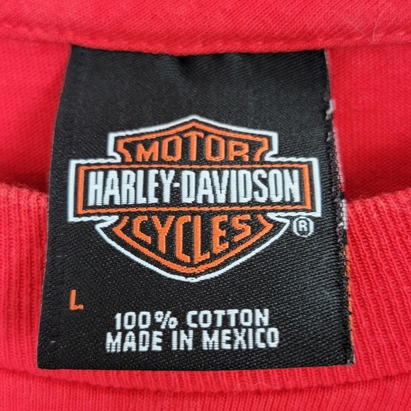 Harley Davidson Red/Black Long Sleeve El Paso TX Motorcycle Graphic T-Shirt Sz L - Picture 7 of 8